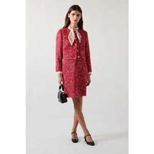 LK Bennett Jk Alexa Tweed Jacket Red