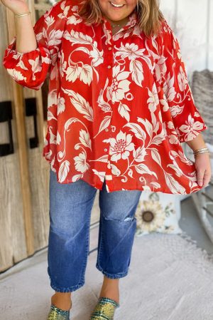 Bloemdruk 34 Mouw Blouse