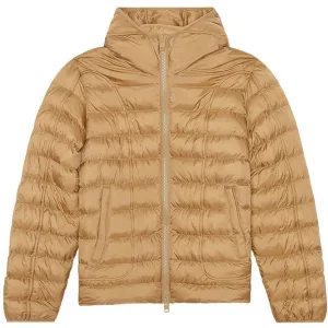 Diesel effen bruin gewatteerd jack met capuchon