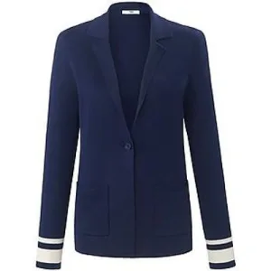 Tricotblazer 100% katoen lange mouwen Van Peter Hahn blauw