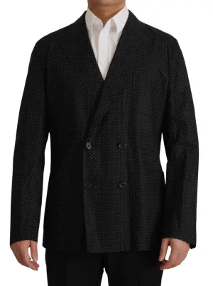 Dolce & Gabbana Zwart Gestippelde Katoenen Blazer Herenjacket
