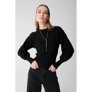 Shoeby gestreepte gebreide trui zwart met glitter