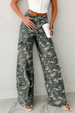 Camo Cargo Wijde Pijpen Jeans