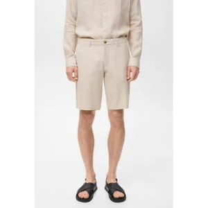 Mango Man linnen regular bermuda short ecru