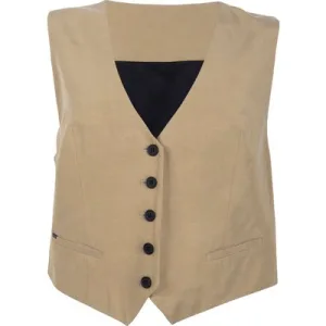 AllSaints Deri Lyn Waistcoat Light Khaki Brown