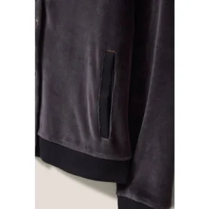 White Stuff Velour Button Through Charcoal Grey