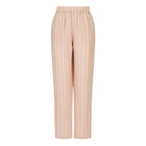 Armani Exchange Dames Gestreepte Broek (Beige/Wit)