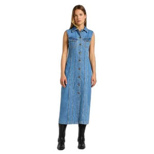 Lange slanke denim jurk voor dames Lee