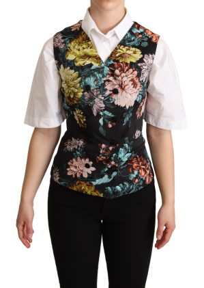 Dolce & Gabbana Dames Zwarte Jacquard Bloemen Gilet