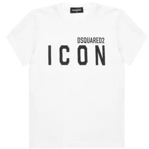 Dsquared2 – Jongens Witte T-shirt met logo-print van katoen