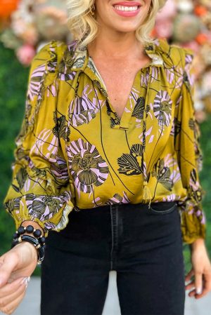 Bloemrijke Ruffle Mouwen Blouse