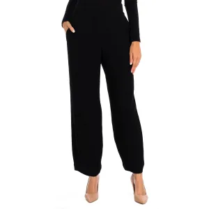 Lange, loszittende, laag uitgesneden broek met rechte snit 1NP16T1M014 vrouw