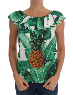Dolce & Gabbana Dames Ananas Banaan Pailletten Blouse