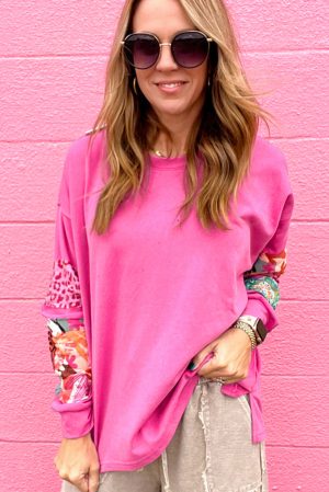 Gemengd Motief Lange Mouw Pullover