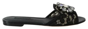 Dolce & Gabbana Dames Zwarte Taormina Kant Slippers