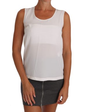 Dolce & Gabbana Witte Zijde A-lijn Mouwloze Blouse T-shirt Top