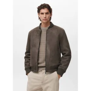 Mango Man suede bomberjack bruin