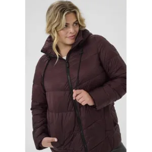 Kaffe Curve gewatteerde jas donkerrood