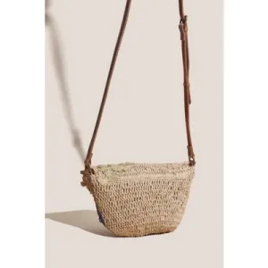 White Stuff Flower Straw Mini Crossbody Natural Multi