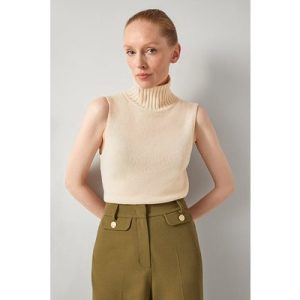 LK Bennett Frances Roll Knitted Sweater Camel