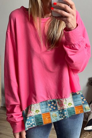 Patchwork Hem Lange Mouwen Top