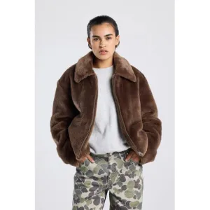America Today faux fur jas bruin