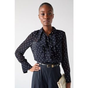 LK Bennett Tw Hester Spot Blouse Navy/ivory