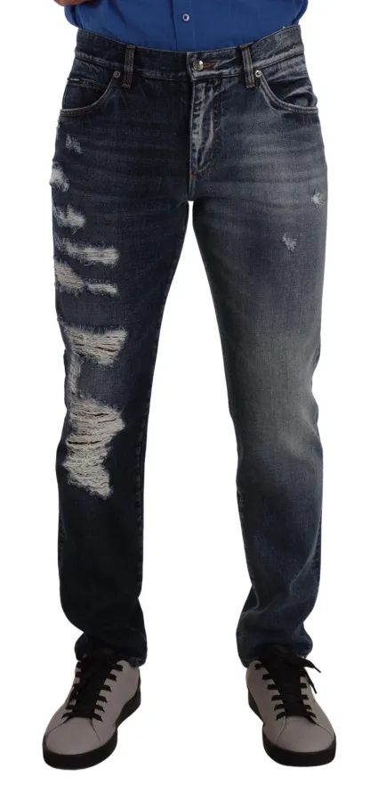 Dolce Gabbana Slimfit Versleten Jeans