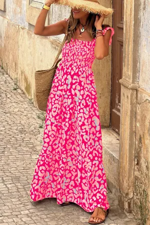 Roze Luipaardprint Maxi Jurk