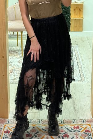 Kant Midi Rok Met Hoge-Lage Zoom