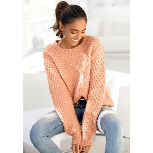 Vivance Trui met ronde hals met speciaal breipatroon, losse pasvorm