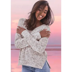 Buffalo Trui met V-hals van zachte chenille, gebreide trui, knuffelzacht