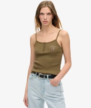 Athletic Essentials Camitop met Knopen en Print Groen