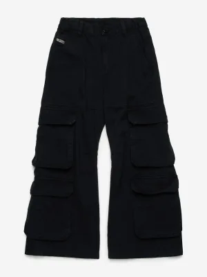 Meisjes Wijde Cargo Broek in Zwart