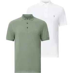 AllSaints Reform Ss Polo 2 Pac Optic White/green