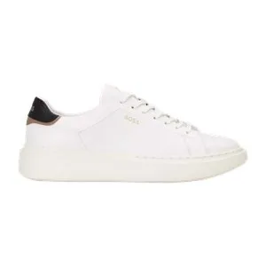 Women’s Boss Amber Logo-Backtab Leather Trainers in White