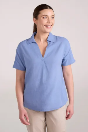 Mountain Warehouse Dames/Dames Breeze II Linnen Shirt Met Korte Mouwen (Helder Blauw)