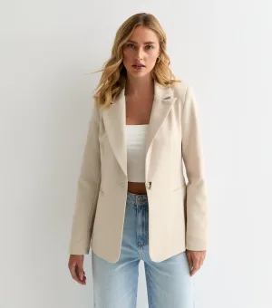 Getailleerde blazer met zakdetail beige