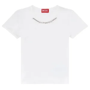 Diesel Dames T-Matic Jersey Ribbels T-Shirt (Wit)
