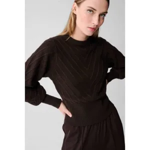 Shoeby gestreepte gebreide trui bruin met glitter