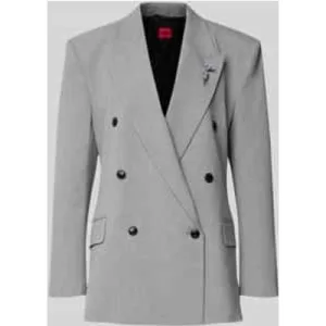 HUGO Regular fit lange blazer met broche, model ‘ANTEGI’
