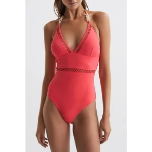 Reiss Ray-colourblock One-piece Coral