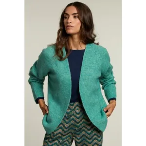 River Woods Green Basic V-neck Cardigan