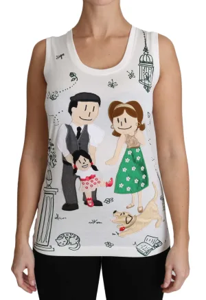 Dolce & Gabbana Witte Katoenen #gdfamily Mouwloze Shirt Tank Top