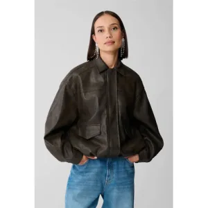 Shoeby imitatieleren bomberjack bruin