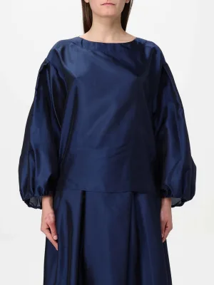 Zijden Midi-jurk Met Pofmouwen