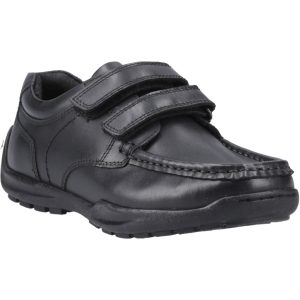 Hush Puppies Maddox Touch Fastening Leren Zwarte Schoenen Voor Jongens