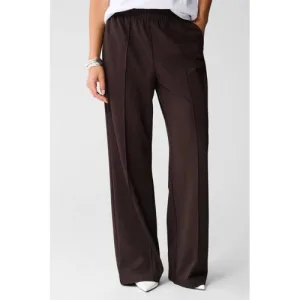 Shoeby wide leg high waist broek donkerbruin