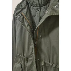 White Stuff Riley Coated Cotton Parka Khaki Green