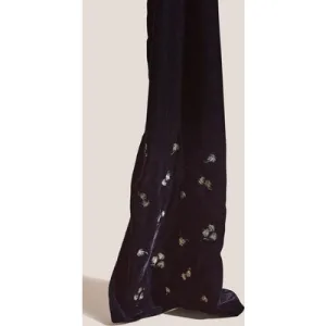 White Stuff Embroidered Velvet Scarf Black Multi
